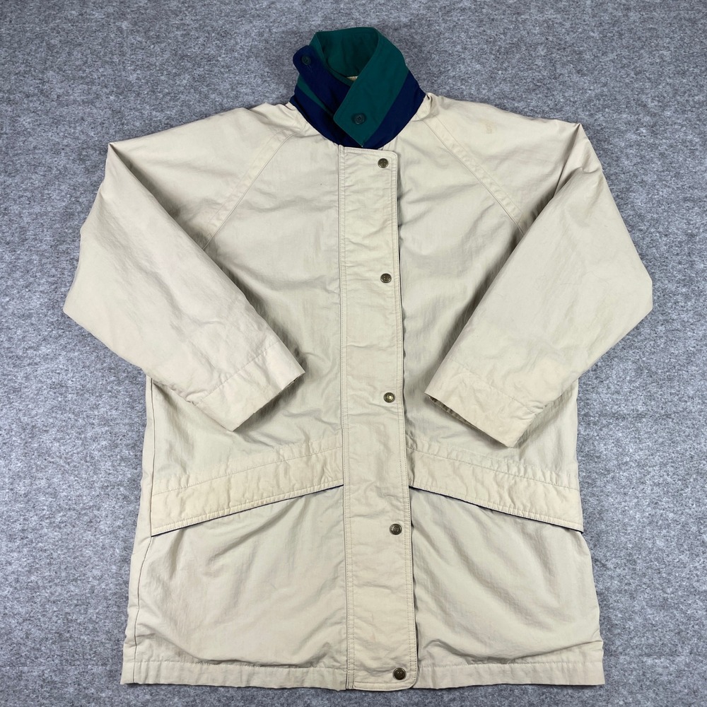 Eddie Bauer Jacket Men M Beige Outdoor Paisley Mesh Lined Coat Gold Label